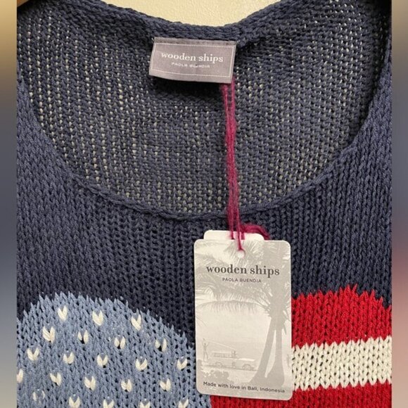 Wooden Ships USA Flag Knit Vest Sweater M/L - Picture 3 of 8